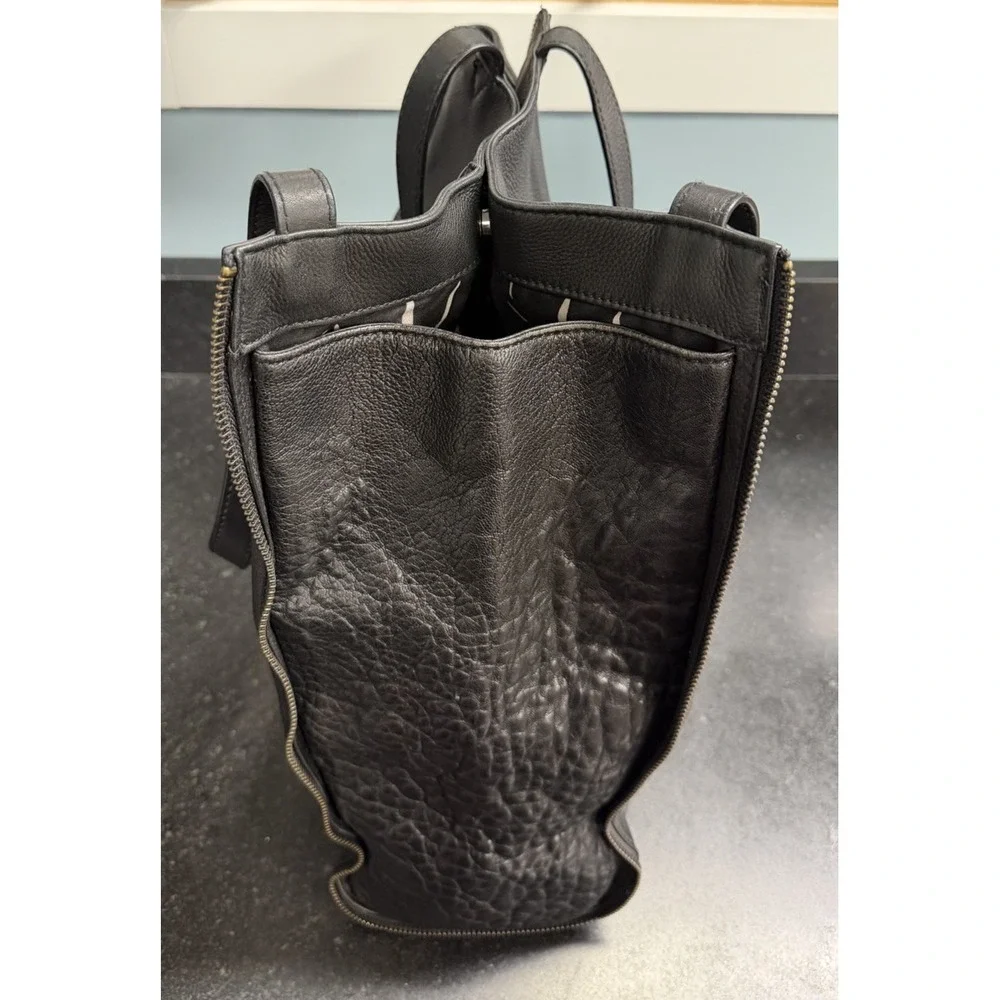 Kelsi Dagger Black Leather Tote Bag Large‎ Zip Detail Shoulder Handbag